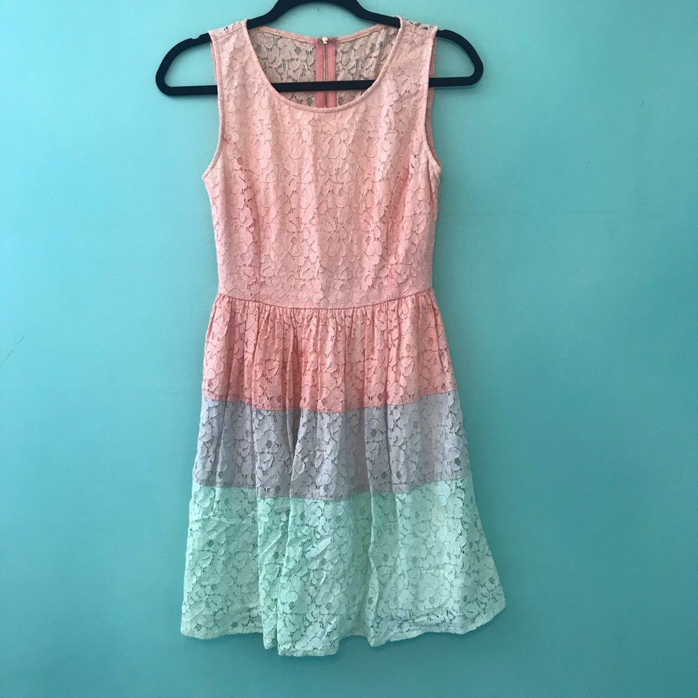 Lace sleeveless dress pink or grey mint cottage core picnic